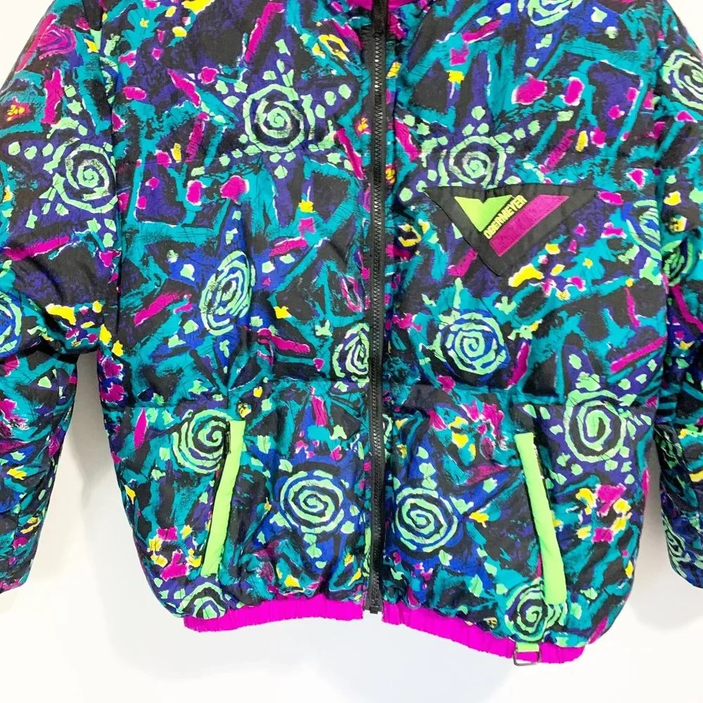 Obermeyer Kids Puffer Jacket - Teal, Purple, Pink, Neon Yellow Accents
